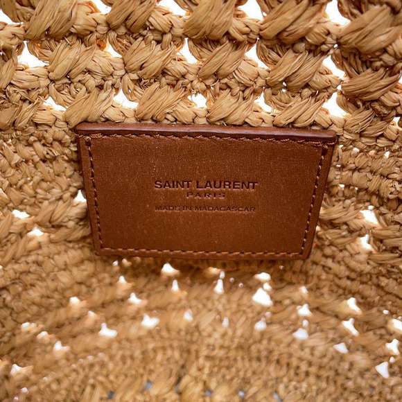 Saint Laurent Paris Pannier Crochet Raffia Basket Bag Beige Brown - Picture 13 of 13